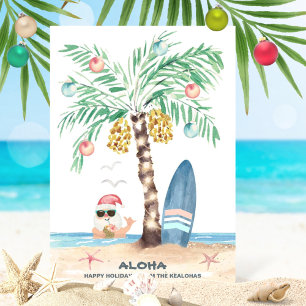 Cartes Pour Fêtes Annuelles Christmas Island Surf Père Noël Aloha Tropical Bea