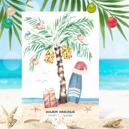 Cartes Pour Fêtes Annuelles Christmas Island Surf Père Noël Tropical Beach
