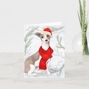 Cartes Pour Fêtes Annuelles Christmas Italian Greyhound and Botanical Pines