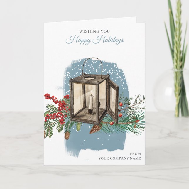 Cartes Pour Fêtes Annuelles Christmas Lantern Clients Customer Employees (Devant)