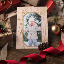 Christmas Magic Pink Gold Stars Photo