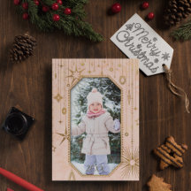 Christmas Magic Pink Gold Stars Photo