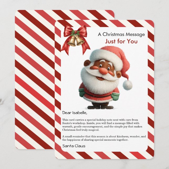 Cartes Pour Fêtes Annuelles Christmas Message Card from Santa for Children (Devant / Derrière)