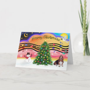 Cartes Pour Fêtes Annuelles Christmas Music 2 - Basset Hound