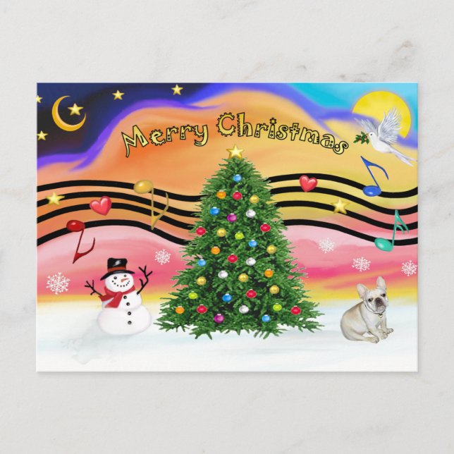 Cartes Pour Fêtes Annuelles Christmas Music 2 - French Bulldog 1 (Devant)