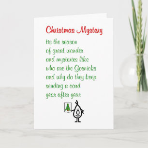 Cartes Pour Fêtes Annuelles Christmas Mystery - un joyeux poème de Noël