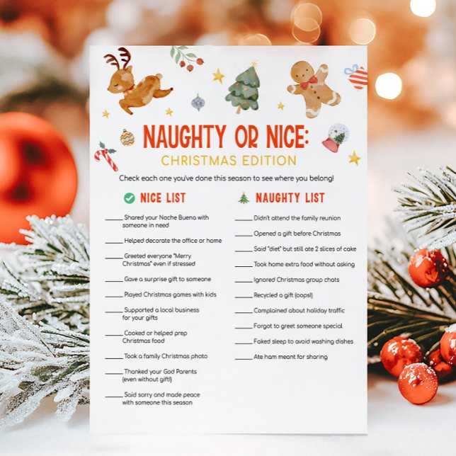 Cartes Pour Fêtes Annuelles Christmas Naughty or Nice Game (Christmas Party Games )