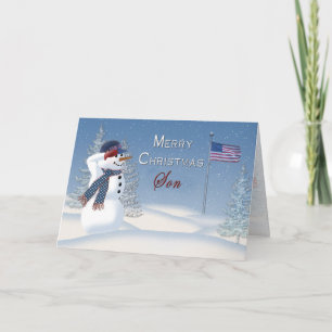 Cartes Pour Fêtes Annuelles Christmas - Patriotic - Son -Snowman/Saluting