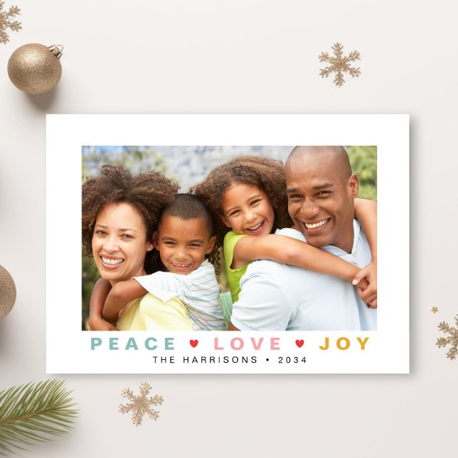 Cartes Pour Fêtes Annuelles Christmas Peace Love Jove Photo (Créateur téléchargé)