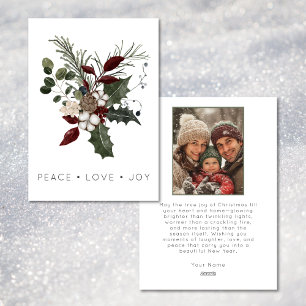 Cartes Pour Fêtes Annuelles Christmas Peace Love Rustic Minimal Photo Verdure