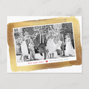 Cartes Pour Fêtes Annuelles CHRISTMAS photo luxe glam or brossé cadre