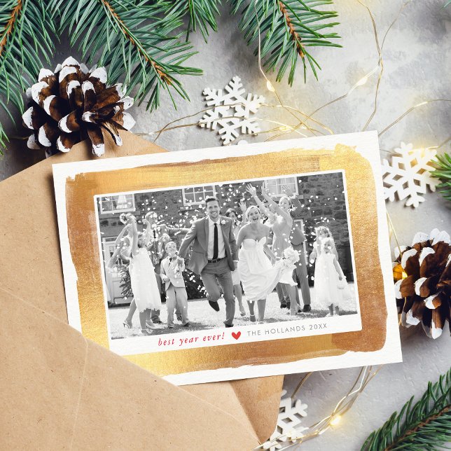 Cartes Pour Fêtes Annuelles CHRISTMAS photo luxe glam or brossé cadre (Créateur téléchargé)