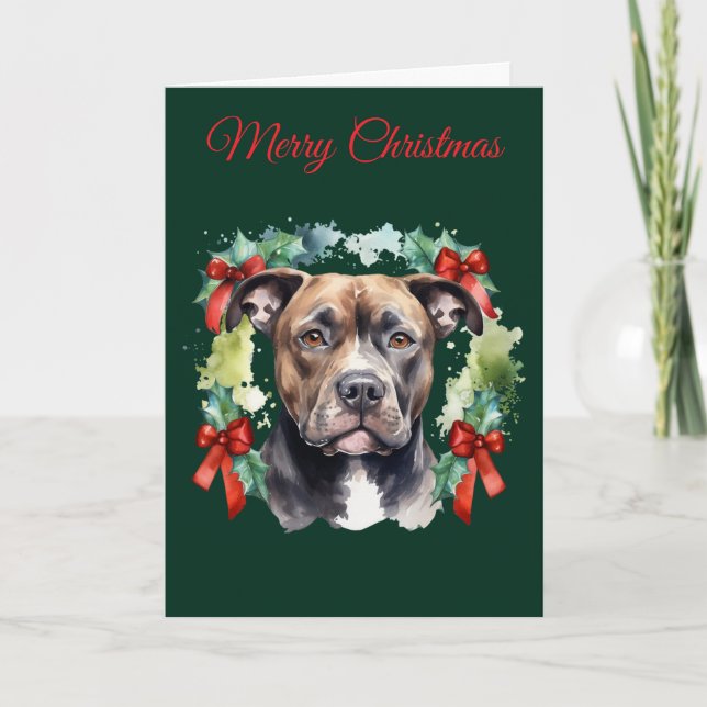Cartes Pour Fêtes Annuelles Christmas Pitbull (Devant)