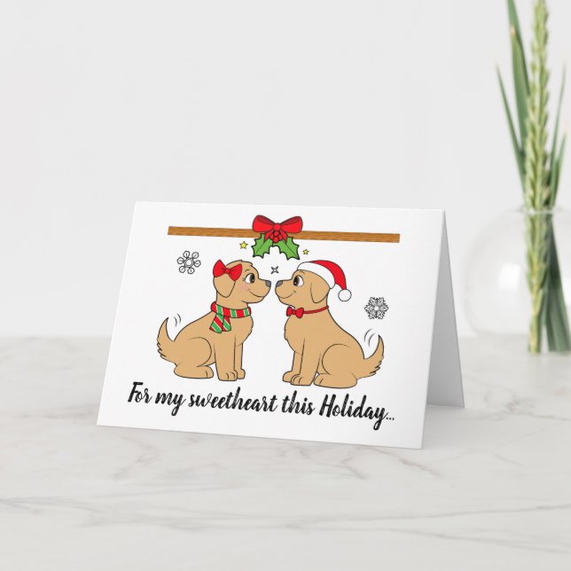 Cartes Pour Fêtes Annuelles Christmas Puppy Love Golden Retrivers (Devant)