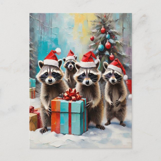 Cartes Pour Fêtes Annuelles Christmas Raccoon Lover (Devant)