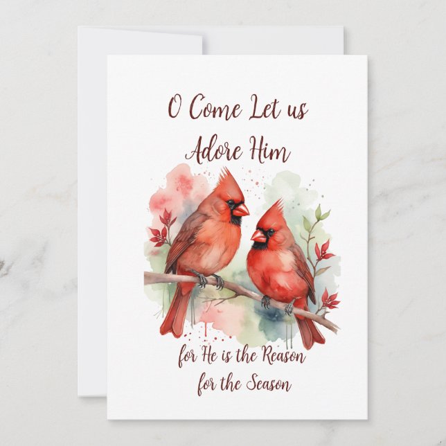 Cartes Pour Fêtes Annuelles Christmas Red Cardinal Jesus Reason for Season  (Devant)