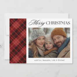 Cartes Pour Fêtes Annuelles Christmas Red Plaid  Photo Holiday Card