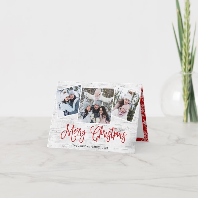 Cartes Pour Fêtes Annuelles Christmas Rustic Birch Bark (Devant)
