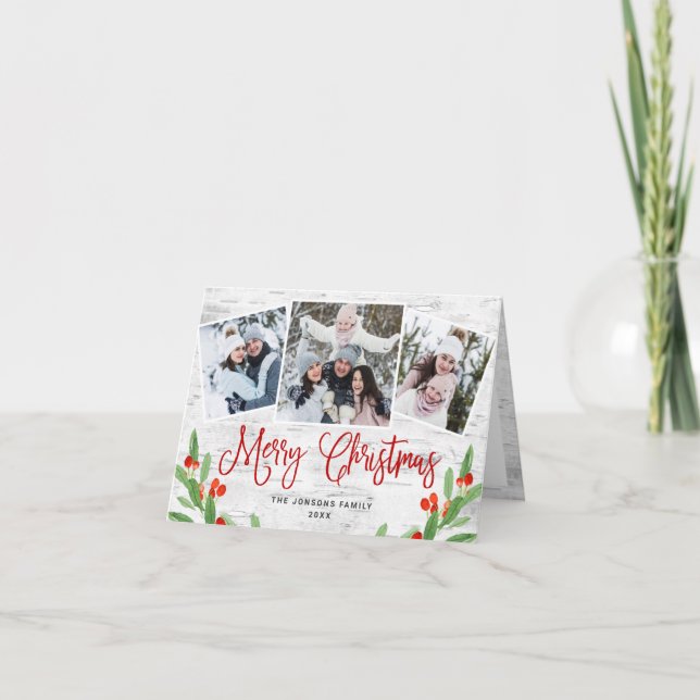 Cartes Pour Fêtes Annuelles Christmas Rustic Birch Bark (Devant)
