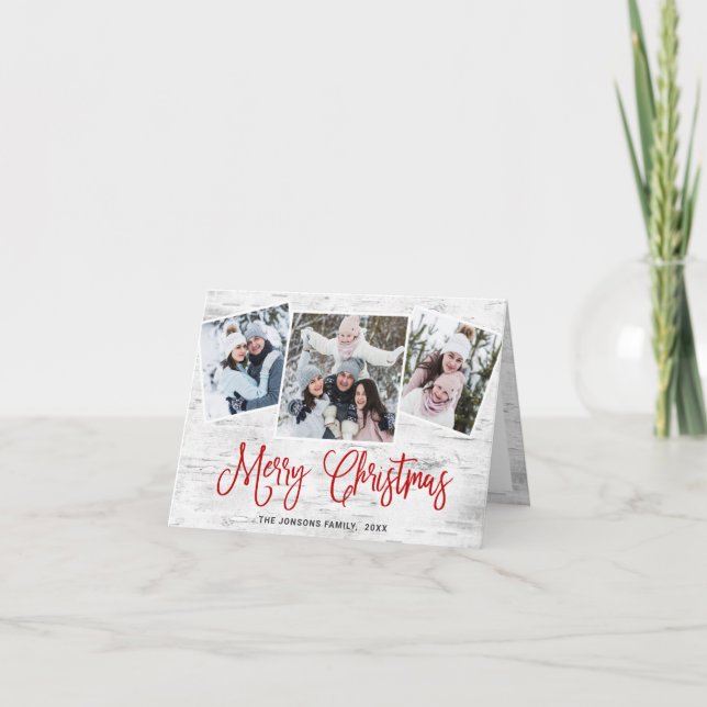 Cartes Pour Fêtes Annuelles Christmas Rustic Birch Bark (Devant)