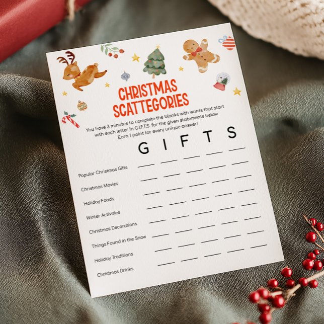 Cartes Pour Fêtes Annuelles Christmas Scattegories Game (Christmas Party Games )