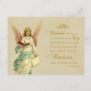 Cartes Pour Fêtes Annuelles Christmas Scripture Vintage Reproduction Postcard