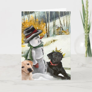 Cartes Pour Fêtes Annuelles Christmas Snow Scene w Labs cards