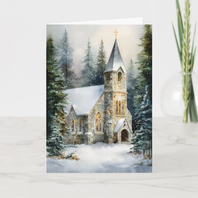 Cartes Pour Fêtes Annuelles Christmas Snowfall at the Chapel Christmas (Devant)