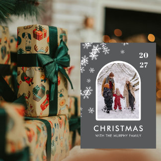 Cartes Pour Fêtes Annuelles Christmas Snowflakes Arch Pattern family photo