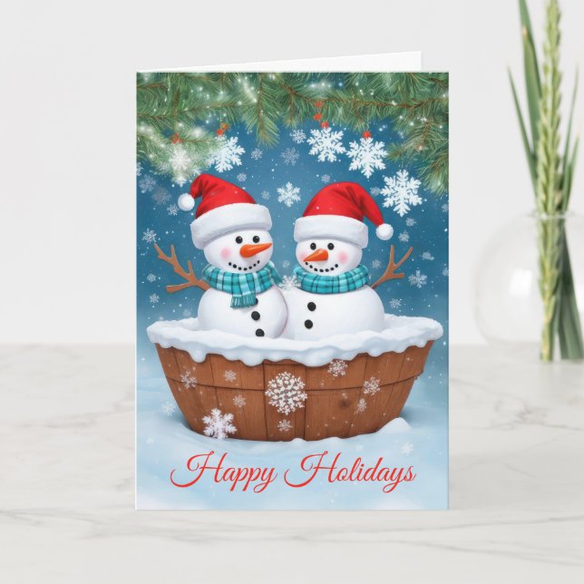 Cartes Pour Fêtes Annuelles Christmas Snowman Couple (Devant)