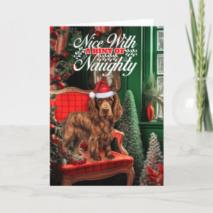 Cartes Pour Fêtes Annuelles Christmas Sussex Spaniel Dog Naughty or Nice