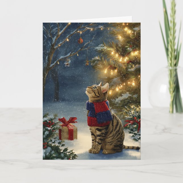 Cartes Pour Fêtes Annuelles Christmas Tabby Cat (Devant)