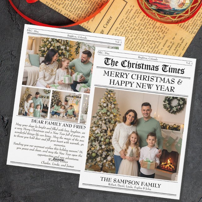Cartes Pour Fêtes Annuelles Christmas Times Family Photo Journal Newsletter (Créateur téléchargé)