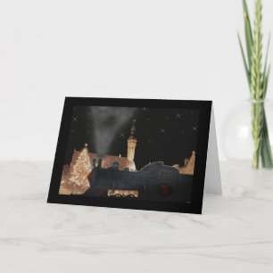 Cartes Pour Fêtes Annuelles Christmas train black black border