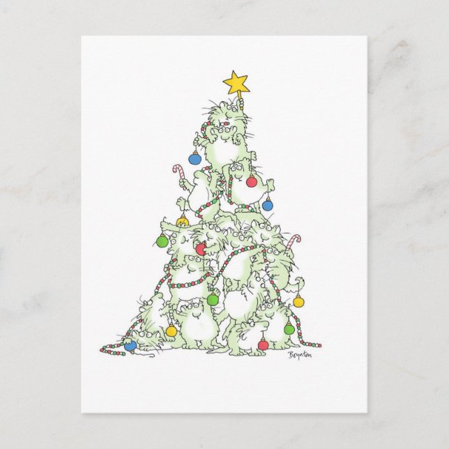 Cartes Pour Fêtes Annuelles CHRISTMAS TREE OF KITTIES postcard par Boynton (Devant)