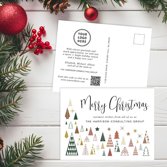 Cartes Pour Fêtes Annuelles Christmas Trees Business QR Code Logo Entreprise (Créateur téléchargé)