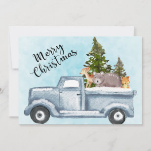 Cartes Pour Fêtes Annuelles Christmas Truck Carrying Trees & Animals