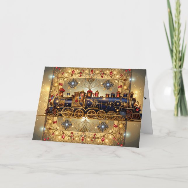 Cartes Pour Fêtes Annuelles Christmas Victorian Elegant Train Steampunk Whimsy (Devant)
