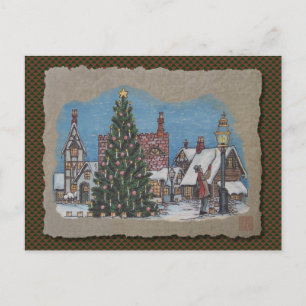 Cartes Pour Fêtes Annuelles Christmas Village Lamplighter