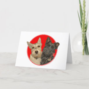 Cartes Pour Fêtes Annuelles Christmas Wheaten & Black Scotties