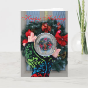 Cartes Pour Fêtes Annuelles Christmas Wreath Snow Globe Crystal Ball