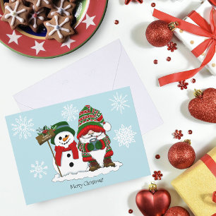 Cartes Pour Fêtes Annuelles Christmasas Gnome Snowman Cute