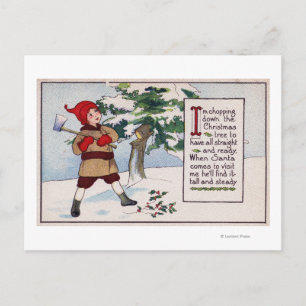 Cartes Pour Fêtes Annuelles ChristmasBoy abattre l'arbre de Noël