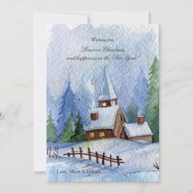 Cartes Pour Fêtes Annuelles Church dans Snow Christmas (Devant)