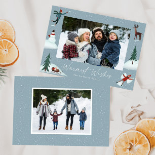 Cartes Pour Fêtes Annuelles Chute de neige Whimsical Winter Scène 2 Photo