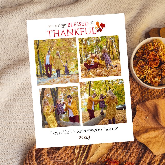 Cartes Pour Fêtes Annuelles Chute moderne Thanksgiving Photo de famille Collag (Créateur téléchargé)