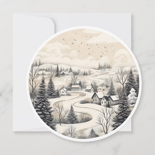 Cartes Pour Fêtes Annuelles Chutes de neige et quiétude (Devant)