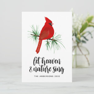 Cartes Pour Fêtes Annuelles Ciel et Nature Chantent Cardinal Rouge Noël