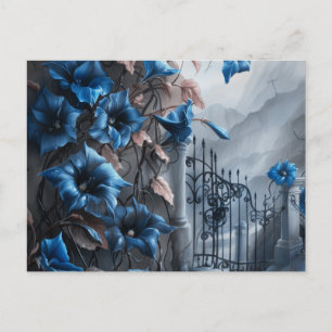 Cartes Pour Fêtes Annuelles Cimetière Blue Floral Belle Halloween
