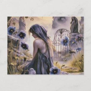 Cartes Pour Fêtes Annuelles Cimetière Blue Floral Belle Halloween
